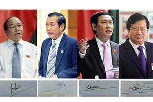 Chính phủ giới thiệu chữ ký của Thủ tướng và 3 phó thủ tướng 
