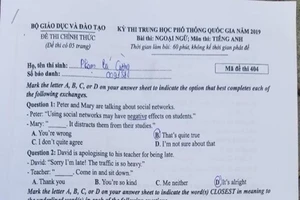 Đề thi và gợi ý bài giải môn Ngoại ngữ kỳ thi THPT 2019 