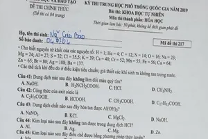 Đề thi và gợi ý giải môn Hóa kỳ thi THPT quốc gia 2019 