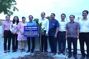 Phó Bí thư Thành ủy TP.HCM Nguyễn Hồ Hải trồng cây bàng vuông do nhân dân Trường Sa gửi tặng 
