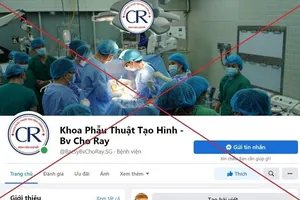 Cảnh báo giả mạo trang thông tin khoa Tạo hình thẩm mỹ Bệnh viện Chợ Rẫy