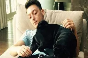 Mesut Ozil chơi bóng với cún cưng Paul Pugboa