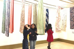 Nghệ sĩ Nhật dùng vải tơ sống Việt Nam làm tranh vải