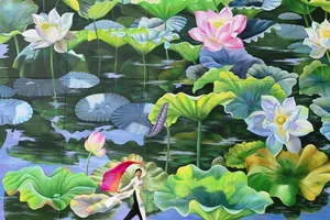 Bức tranh hoa sen ở sân bay Nội Bài đạt giải tại Ý