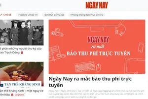 Giao diện chính Tạp chí điện tử Ngày Nay. Ảnh chụp màn hình