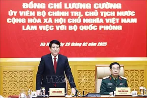 Chủ tịch nước Lương Cường làm việc với Bộ Quốc phòng