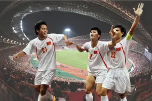 Hình ảnh các cầu thủ Việt Nam Việt Thắng, Công Vinh, Tài Em... khiến khán đài Rajamangala tắt lịm vào đêm Giáng sinh 2008 đã đi vào lịch sử AFF Cup. Ảnh: CTV