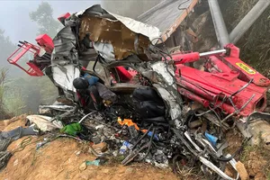 Nguyên nhân ban đầu xe container chở cột điện lao xuống vực khiến 2 người tử vong 