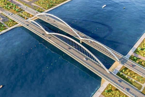 Khởi công cầu vòm bắc qua kênh đào trong khu đô thị Cam Lâm