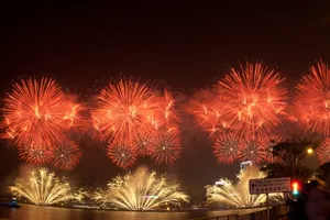 Pháo hoa đêm Giao thừa Tết 2020 ở Hong Kong. Ảnh: CNN