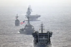 Tàu chiến bốn nước Ấn Độ, Mỹ, Nhật và Philippines tham gia tập trận chung trên biển Đông hồi tháng 5-2019. Ảnh: BỘ HẢI QUÂN MỸ 