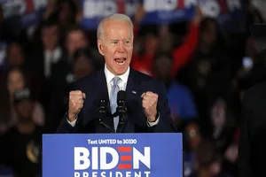 Cựu Phó Tổng thống Mỹ Joe Biden phát biểu sau chiến thắng cuộc bỏ phiếu sơ bộ tại bang South Carolina ngày 29-2. Ảnh: AP