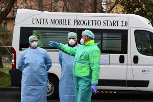 Nhân viên y tế tại Bệnh viện Brescia, vùng Lombardy (Ảnh chụp ngày 13-3). Ảnh: AFP 