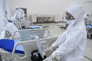 Làng vận động viên ASIAD 2018 ở Jakarta được trưng dụng thành bệnh viện điều trị bệnh nhân COVID-19. Ảnh: AFP