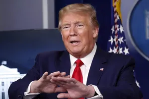 Tổng thống Donald Trump trong cuộc họp báo ngày 21-4 ở Nhà Trắng. Ảnh: REUTERS