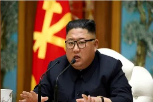 Ngày 11-4, truyền thông nhà nước Triều Tiên đăng tải bức ảnh nhà lãnh đạo Kim Jong-un phát biểu tại cuộc họp Bộ Chính trị Ủy ban Trung ương Đảng Lao động Triều Tiên