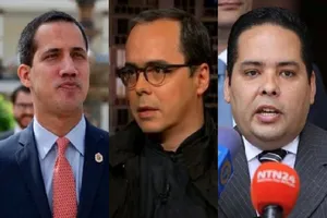Ông Juan Guaido - thủ lĩnh phe đối lập Venezuela (trái) và hai phụ tá thân cận. Ảnh: ORINOCO TRIBUNE