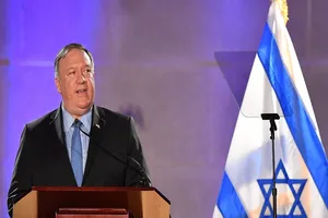 Ngoại trưởng Mỹ Mike Pompeo trong chuyến thăm đến Israel hồi năm 2019. Ảnh: AFP