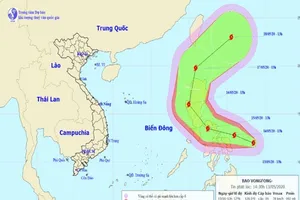Hướng di chuyển của bão Vongfong. Ảnh: Trung tâm dự báo KTTV quốc gia