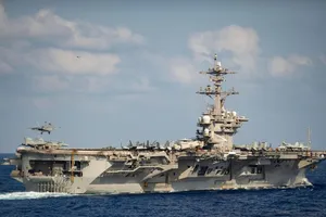 Nhóm tác chiến tàu sân bay USS Theodore Roosevelt ở Ấn Độ Dương-Thái Bình Dương hồi tháng 3. Ảnh: HẢI QUÂN MỸ