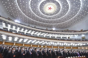 Kỳ họp thường niên của Đại hội Đại biểu nhân dân toàn quốc Trung Quốc đã khai mạc ngày 22-5 tại Đại lễ đường Nhân dân Bắc Kinh. Ảnh: TÂN HOA XÃ