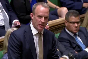 Ngoại trưởng Anh Dominic Raab trong một phiên làm việc ở nghị viện Anh hồi tháng 12-2019. 