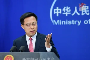 Người phát ngôn Bộ Ngoại giao Trung Quốc Triệu Lập Kiên trong cuộc họp báo ngày 3-6 ở Bắc Kinh. Ảnh: BỘ NGOẠI GIAO TRUNG QUỐC