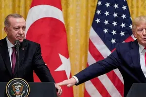 Tổng thống Mỹ Donald Trump và Tổng thống Thổ Nhĩ Kỳ Tayyip Erdogan trong cuộc họp báo chung tại Nhà Trắng ngày 13-11-2019. 
