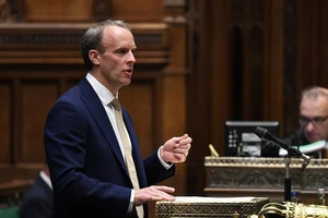 Ngoại trưởng Anh Dominic Raab phát biểu trước Quốc hội Anh ngày 20-7. Ảnh: REUTERS