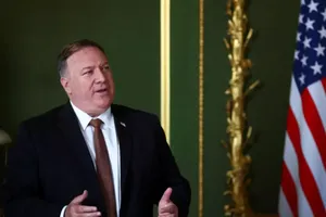 Ngoại trưởng Mỹ Mike Pompeo trong cuộc họp báo ngày 21-7 ở thủ đô London (Anh). Ảnh: AFP