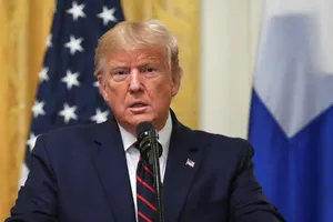 Tổng thống Donald Trump tại một buổi họp báo ở Nhà Trắng hồi tháng 2-2019. Ảnh: REUTERS/Leah Millis