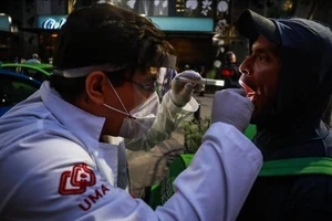 Nhân viên y tế Mexico đang tiến hành lấy mẫu xét nghiệm COVID-19. Ảnh: ANADOLU AGENCY
