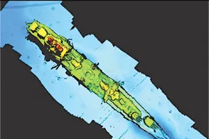 Hình ảnh quét sóng âm xác tàu tuần dương Karlsruhe của Đức Quốc Xã. Ảnh: REUTERS