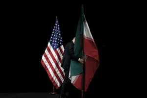 Quốc kỳ Iran và Mỹ tại cuộc đàm phán hạt nhân Iran ở Vienna, Áo ngày 14-7-2015.