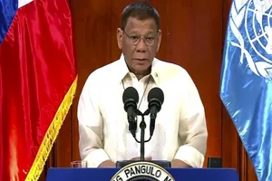 Tổng thống Philippines Rodrigo Duterte tại cuộc họp Đại hội đồng Liên Hợp Quốc (ĐHĐ LHQ) ngày 22-9. Ảnh: AP. 