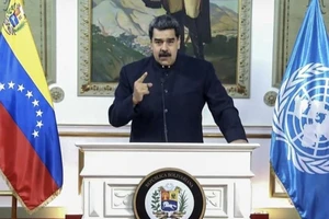Tổng thống Venezuela Nicolas Maduro phát biểu trực tuyến tại Đại hội đồng Liên Hợp Quốc lần thứ 75 hôm 23-9. 