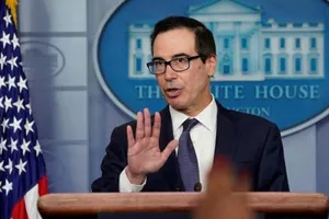 Bộ trưởng Tài chính Mỹ Steven Mnuchin phát biểu tại Nhà Trắng.