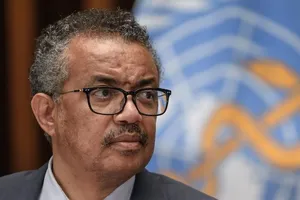 Tổng giám đốc WHO Tedros Adhanom Ghebreyesus tham dự cuộc họp báo tại Geneva, Thụy Sĩ, ngày 3-7.
