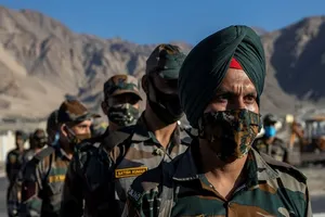 Binh sĩ Ấn Độ tại một căn cứ không quân tiền phương ở Leh, vùng Ladakh. Ảnh: REUTERS