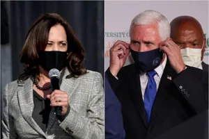 Phó Tổng thống Mỹ Mike Pence (phải) và ứng cử viên đảng Dân chủ Kamala Harris (trái).