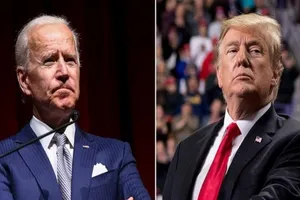 Tổng thống Donald Trump (phải) và ứng viên Joe Biden. Ảnh: AP