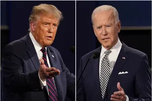 Ông Trump (trái) và ông Biden. Ảnh: AP