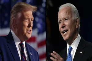 Tổng thống Mỹ Donald Trump (trái) và cựu Phó Tổng thống Joe Biden