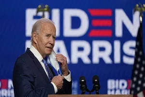 Ông Biden phát biểu mừng chiến thắng tại TP Wilmington, bang Delaware (Mỹ) tối 7-11. Ảnh: AP