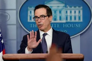 Bộ trưởng Tài chính Mỹ Steven Mnuchin phát biểu tại Nhà Trắng.