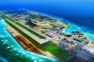 Đá Chữ Thập thuộc quần đảo Trường Sa của Việt Nam. Ảnh: CHỤP MÀN HÌNH SCMP