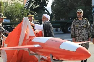 Chỉ huy không quân Iran Alireza Sabahifard tại buổi lễ ra mắt máy bay không người lái "Kian" năm 2019. Ảnh: AFP