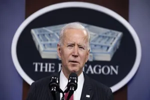 Tổng thống Biden phát biểu tại Lầu Năm Góc. Ảnh: EPA-EFE