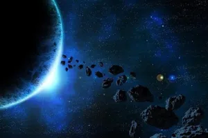 Hình ảnh mô phỏng các tiểu hành tinh bay ngoài không gian.