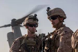 Ảnh minh họa - Lính Mỹ trong một nhiệm vụ năm 2018 ở tỉnh Homs (Syria). Ảnh: THỦY QUÂN LỤC CHIẾN MỸ